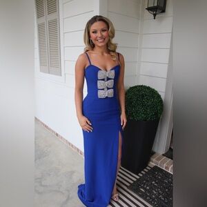 Jovani size 6 Elegant Blue Evening Dress with Embellishments